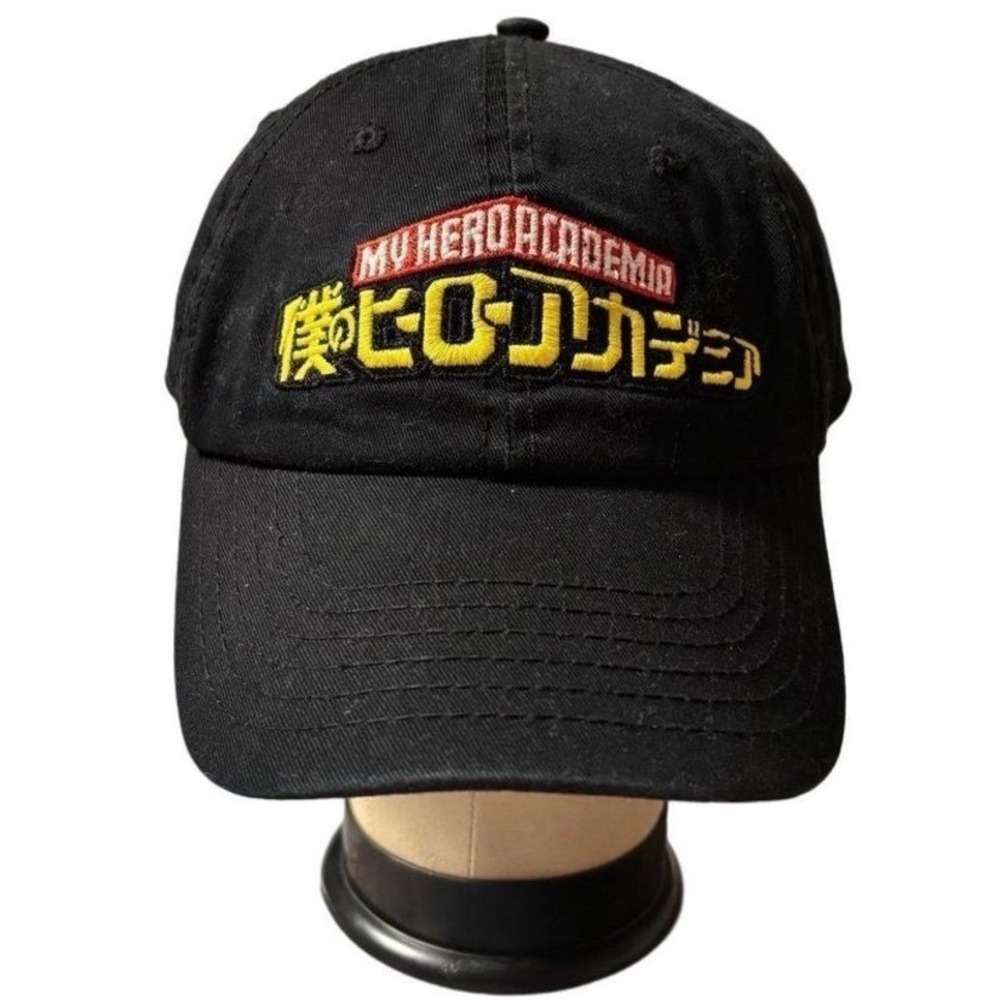 My Hero Academia Black Embroidered Logo Baseball Cap Adjustable Hat OSFM Kidcore